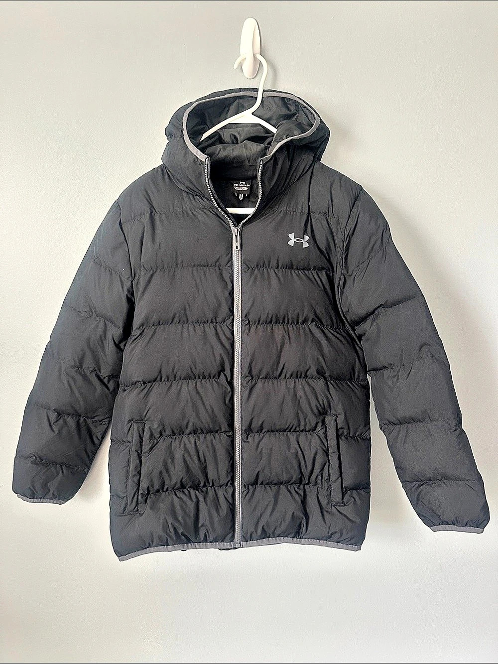Under Armour Boys Pronto Hooded Puffer Jacket Black YXL